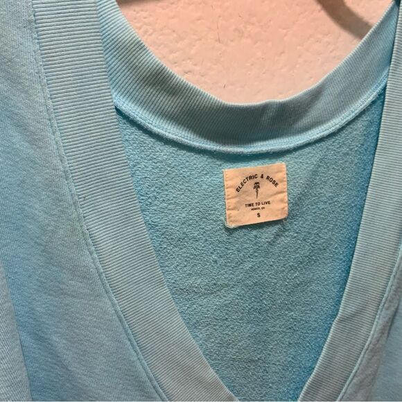 Electric & Rose Oversized High Low Sweatshirt Tie Dye Blue  Small - Picture 4 of 11